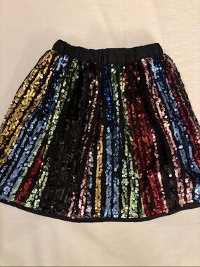 SHEIN Black Sequin Stripe Skater Mini Skirt